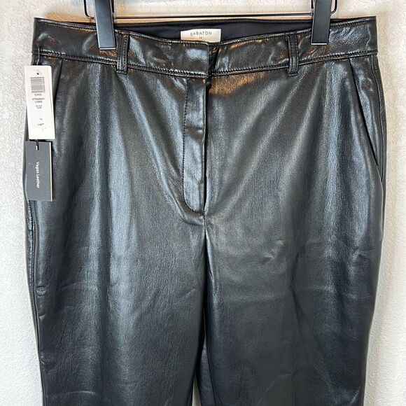 NWT Babaton Vegan Leather Black Straight Pants Size 14 - Picture 3 of 14
